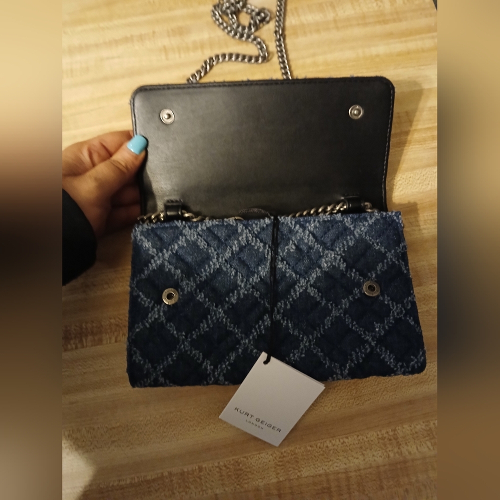 Kurt Geiger NWT Blue Quilted Crossbody Bag - Picture 3 of 9